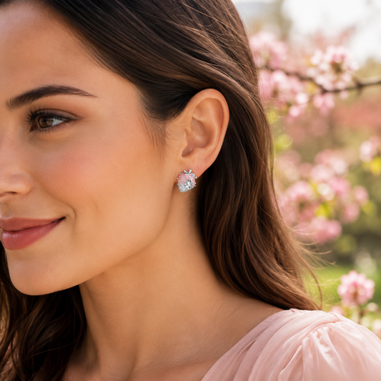 Pink Ombré Crystal Strawberry Earrings