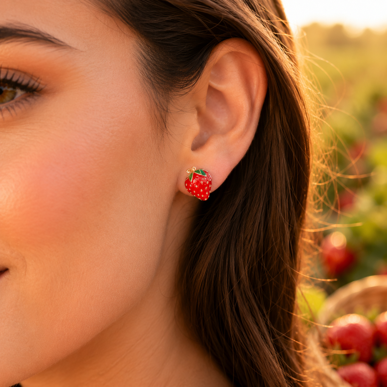 Pink Cherry & Strawberry Earring Set