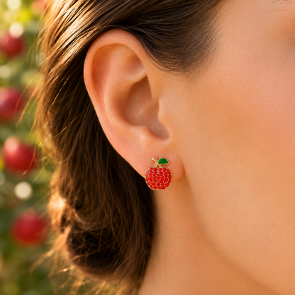 Pavé Cherry & Apple Earring Set
