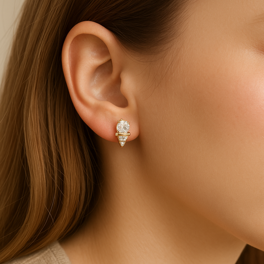 Mini Gold Ice Cream CZ Earrings
