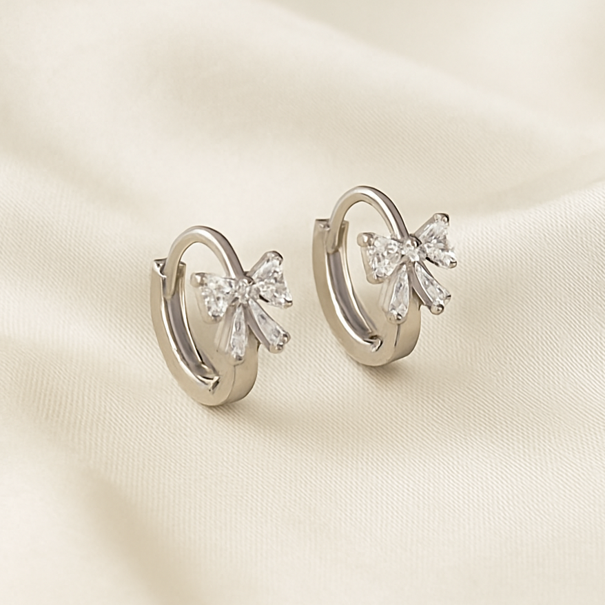 Tiny Crystal Ribbon Earrings