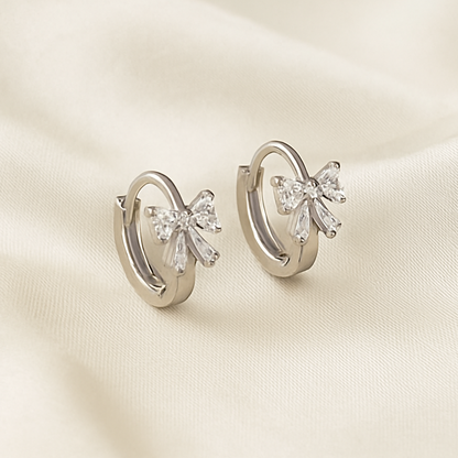 Tiny Crystal Ribbon Earrings