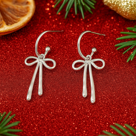 Silver & Gold Ribbon Dangle Earrings