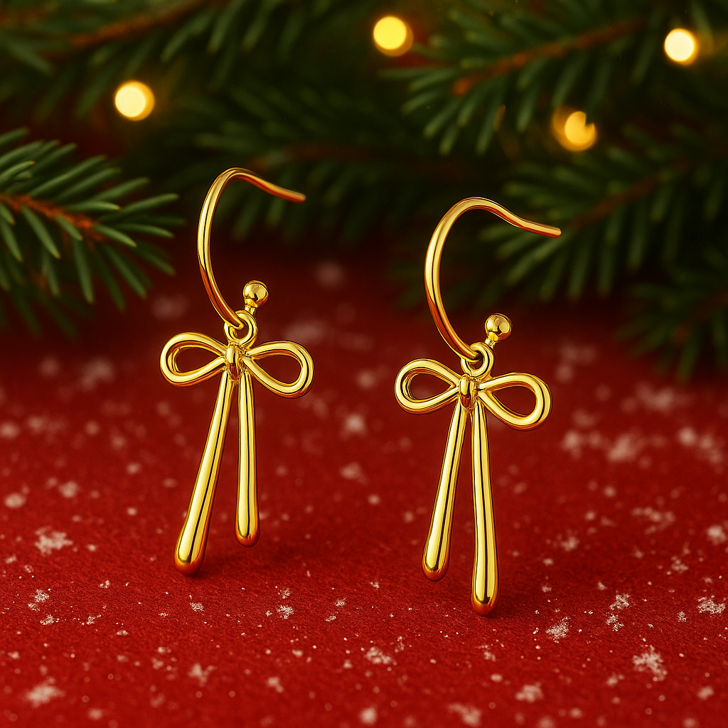 Silver & Gold Ribbon Dangle Earrings