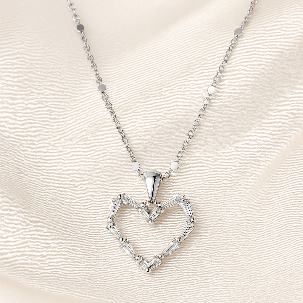 Silver Crystal Heart Necklace