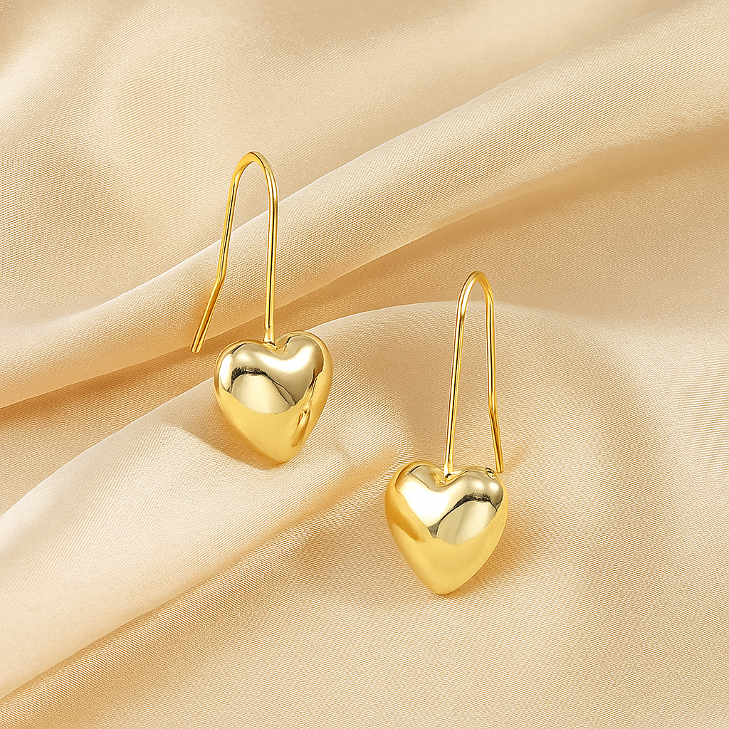 Gold Heart Drop Earrings