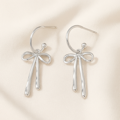 Silver & Gold Ribbon Dangle Earrings