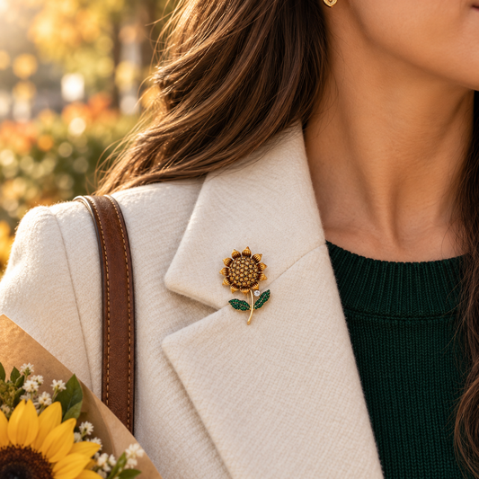 Golden Sunflower Sparkle Pin