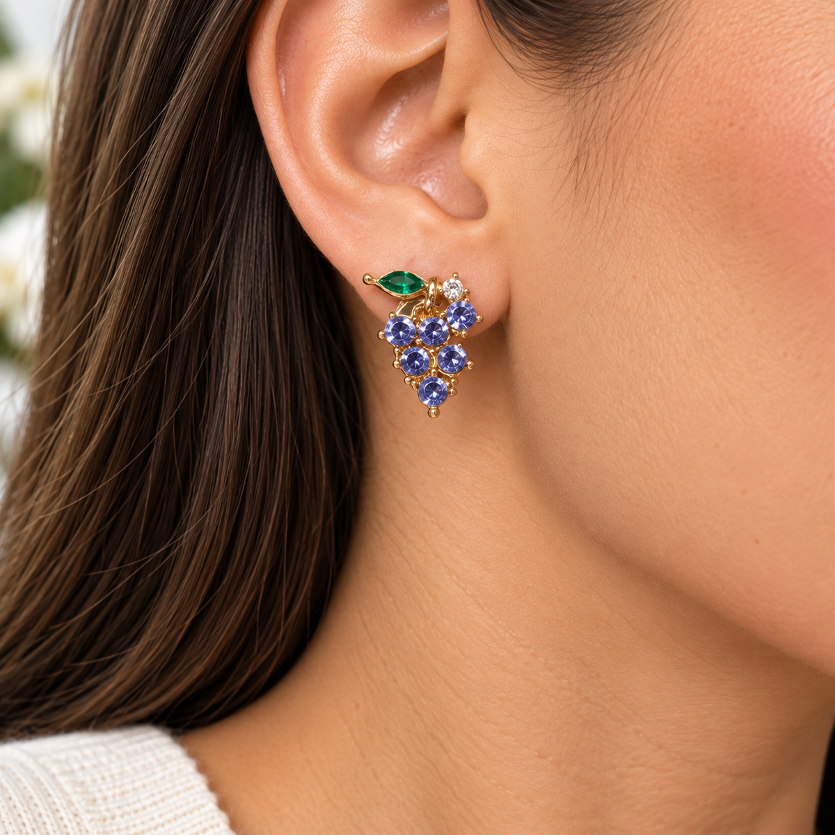 Periwinkle Grape Gem Earrings