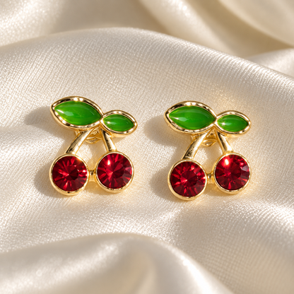 Mini Red Cherry Earrings