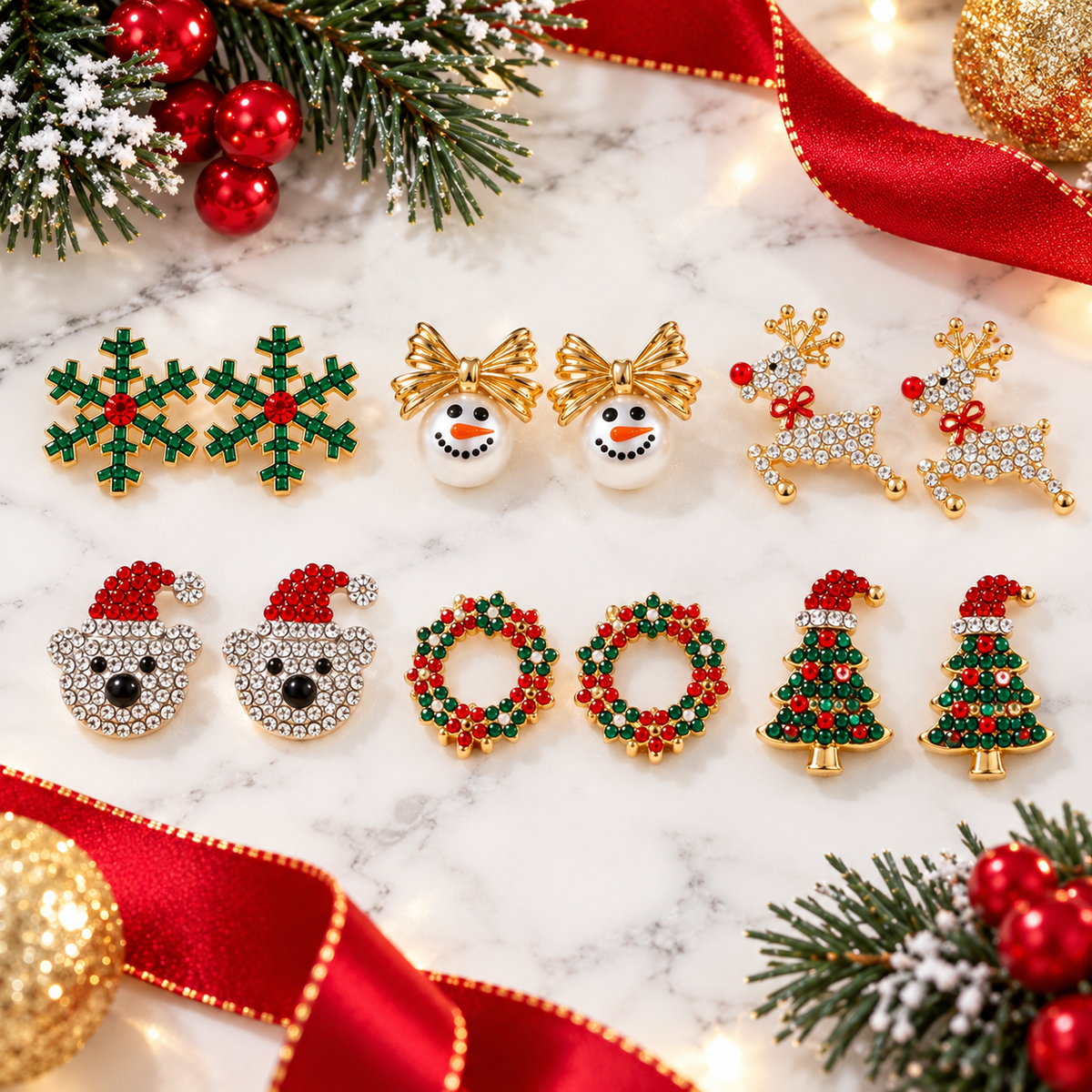 Merry & Bright Christmas 6-Pair Earring Gift Bundle