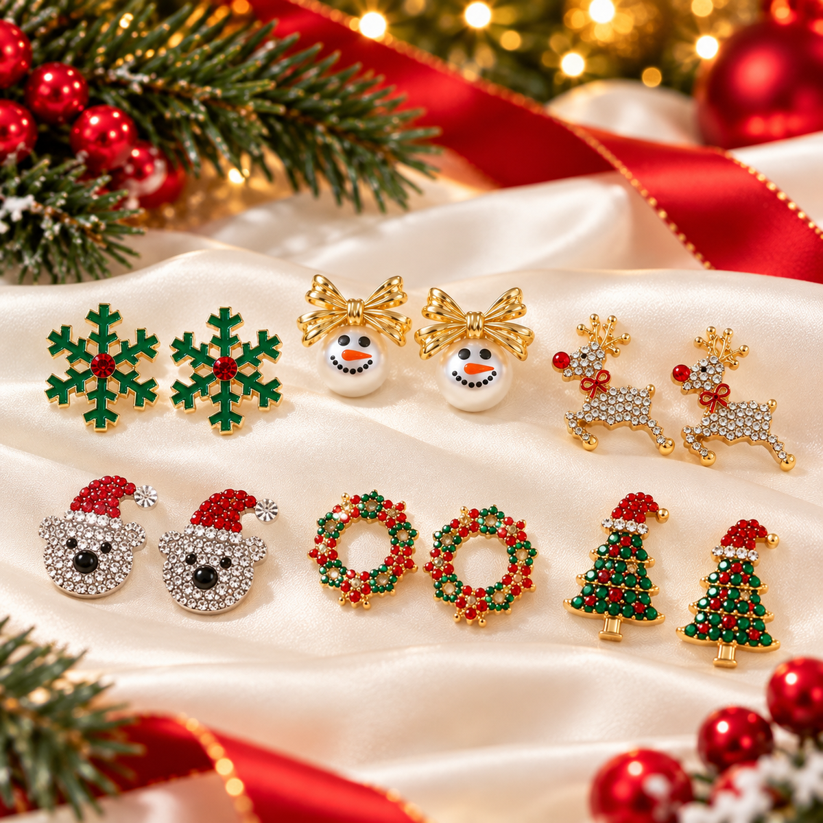 Merry & Bright Christmas 6-Pair Earring Gift Bundle