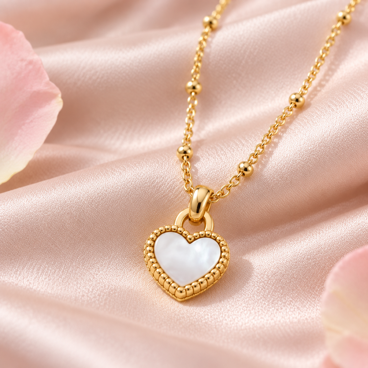 Black & White Reversible Gold Heart Necklace