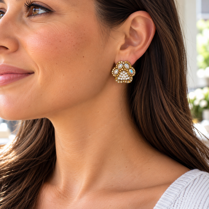 Statement Crystal Paw Print Earrings