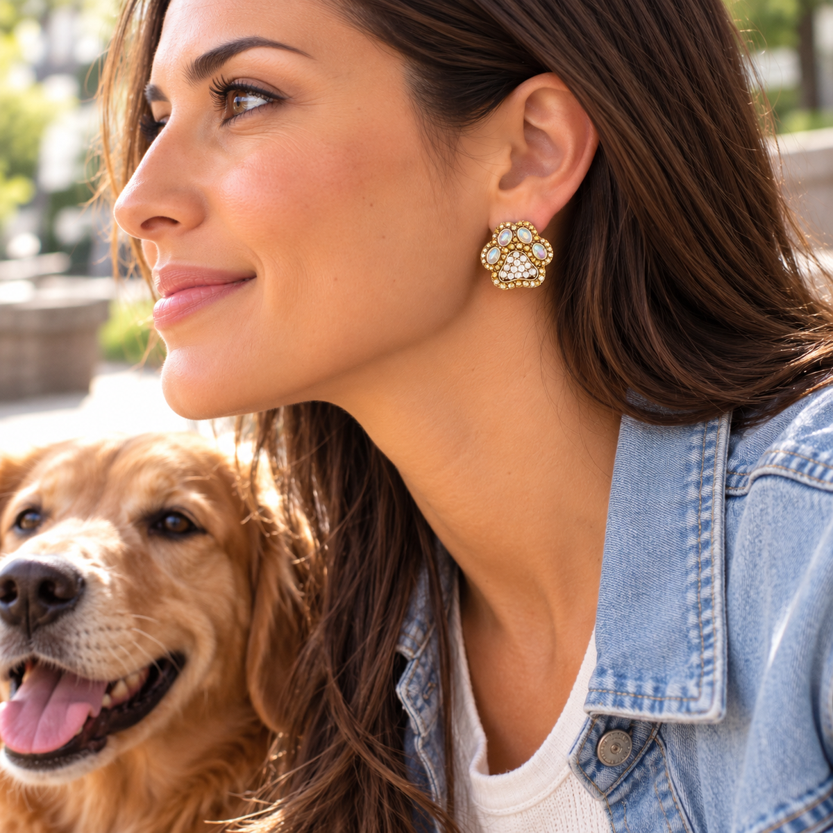 Statement Crystal Paw Print Earrings