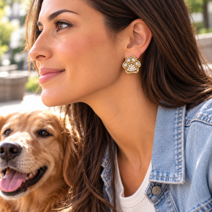 Statement Crystal Paw Print Earrings
