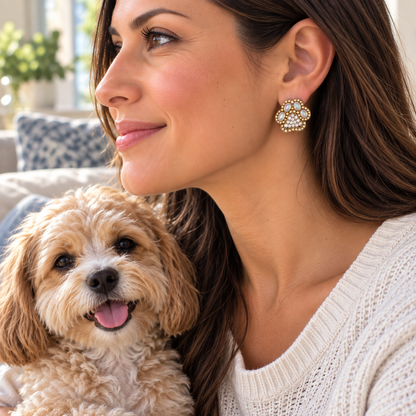 Statement Crystal Paw Print Earrings