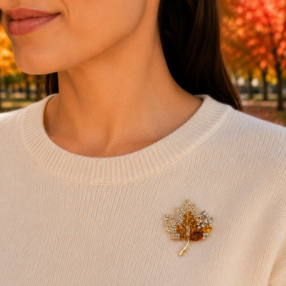 Golden Autumn Maple Leaf Pin
