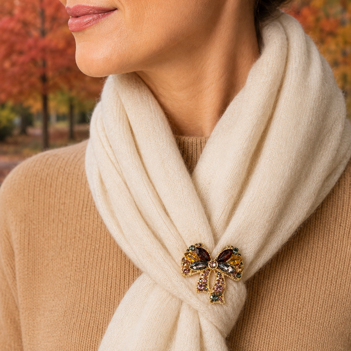 Golden Jewel Bow Pin