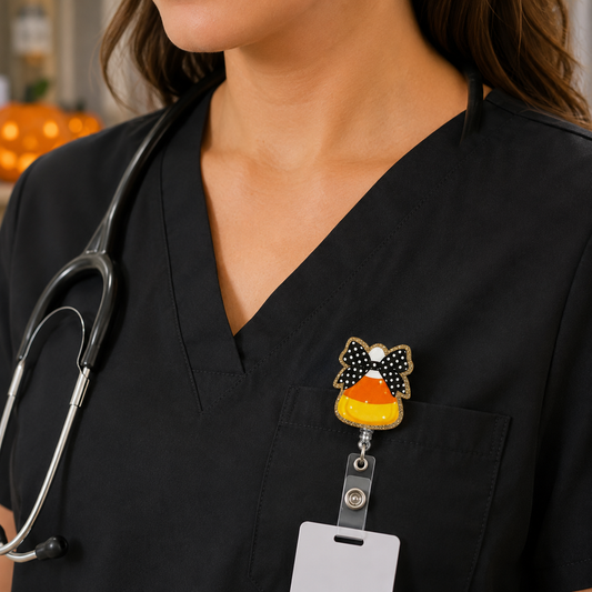 Candy Corn Bow Badge Reel