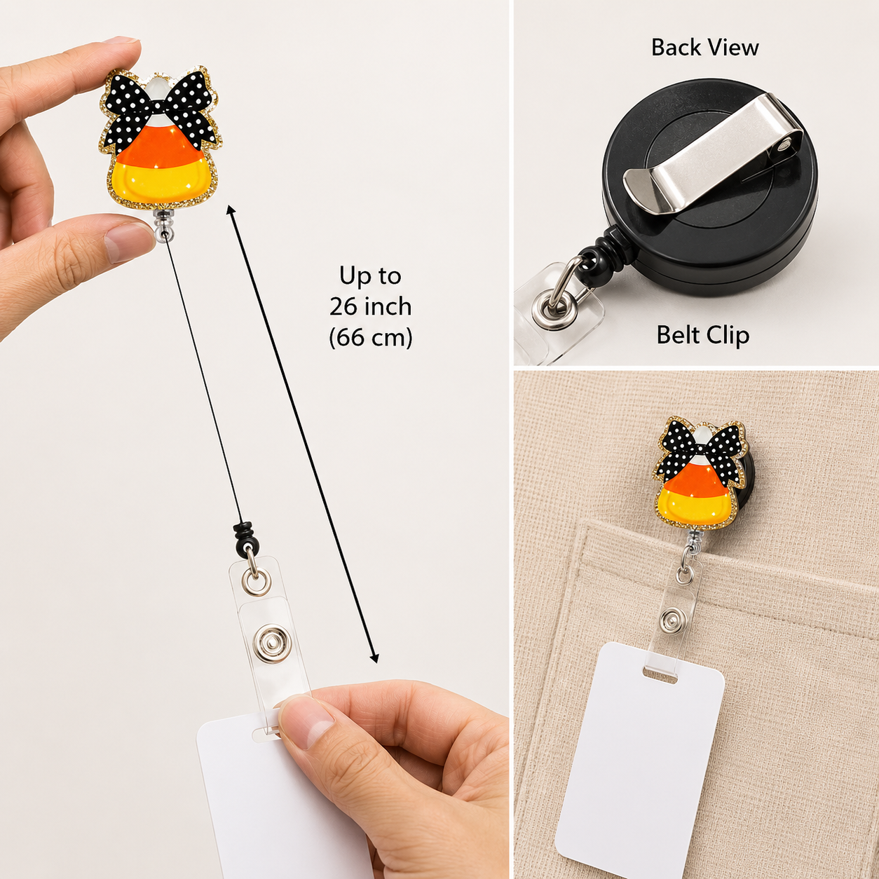 Candy Corn Bow Badge Reel