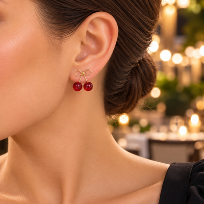 Cherry Bow Earrings