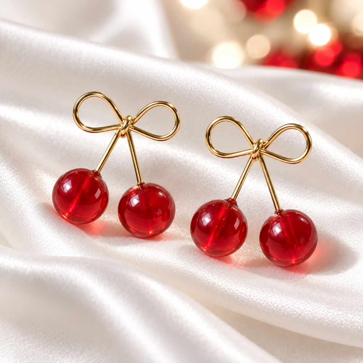 Cherry Bow Earrings