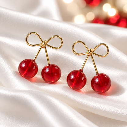 Cherry Bow Earrings