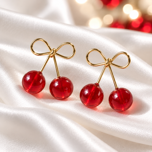 Cherry Bow Earrings