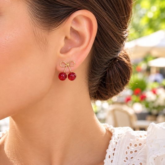 Cherry Bow Earrings