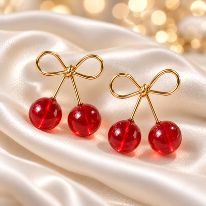 Cherry Bow Earrings