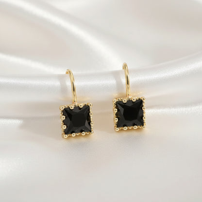 Classic Square Black Drop Earrings