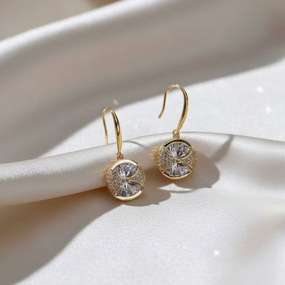 Crystal Bow Pavé Earrings on light satin