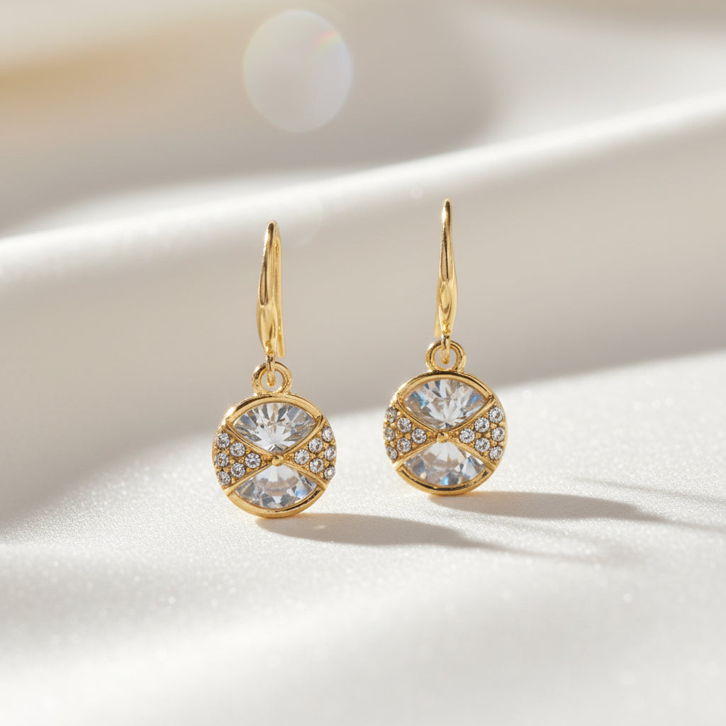 Crystal Bow Pavé Earrings on white