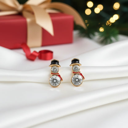 Crystal Snowman Earrings with Christmas gift