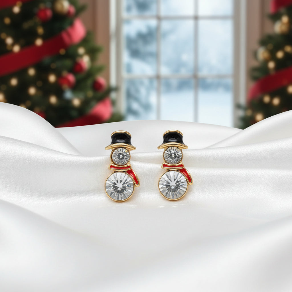 Crystal Snowman Earrings snowy window