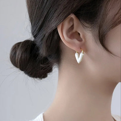 White Heart Hoop and Leopard Print Heart Earrings Bundle