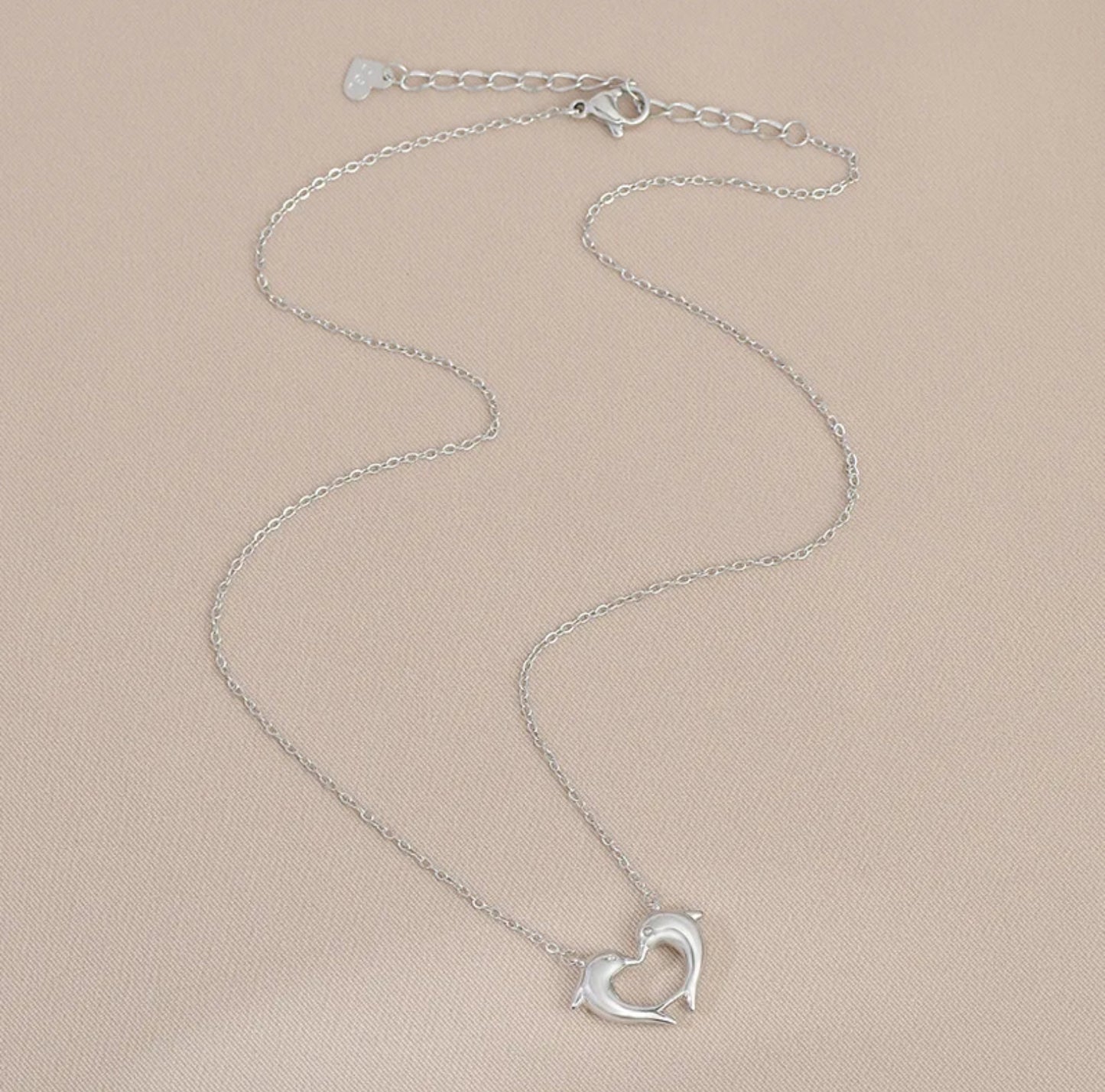 Silver Dolphin Heart Necklace