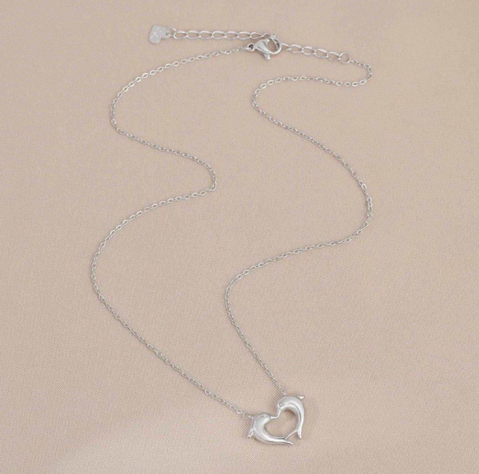 Silver Dolphin Heart Necklace