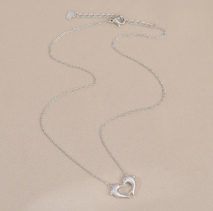 Silver Dolphin Heart Necklace
