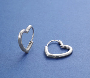 Heart Hoop Earrings (Silver)
