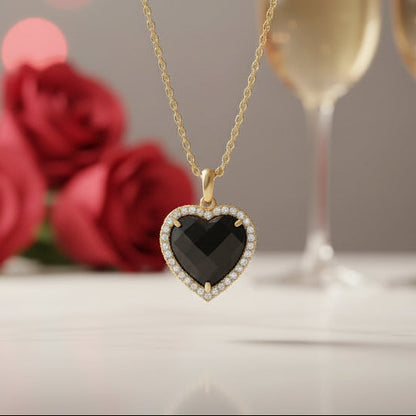 Midnight Black Heart CZ Necklace