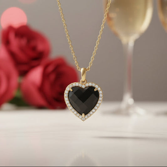 Midnight Black Heart CZ Necklace