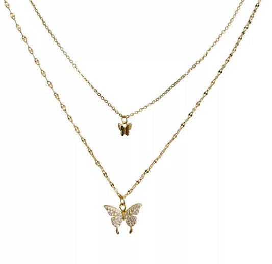 Layered Gold Butterfly Necklace