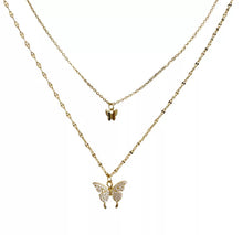 Load image into Gallery viewer, Layered Gold Butterfly Necklace