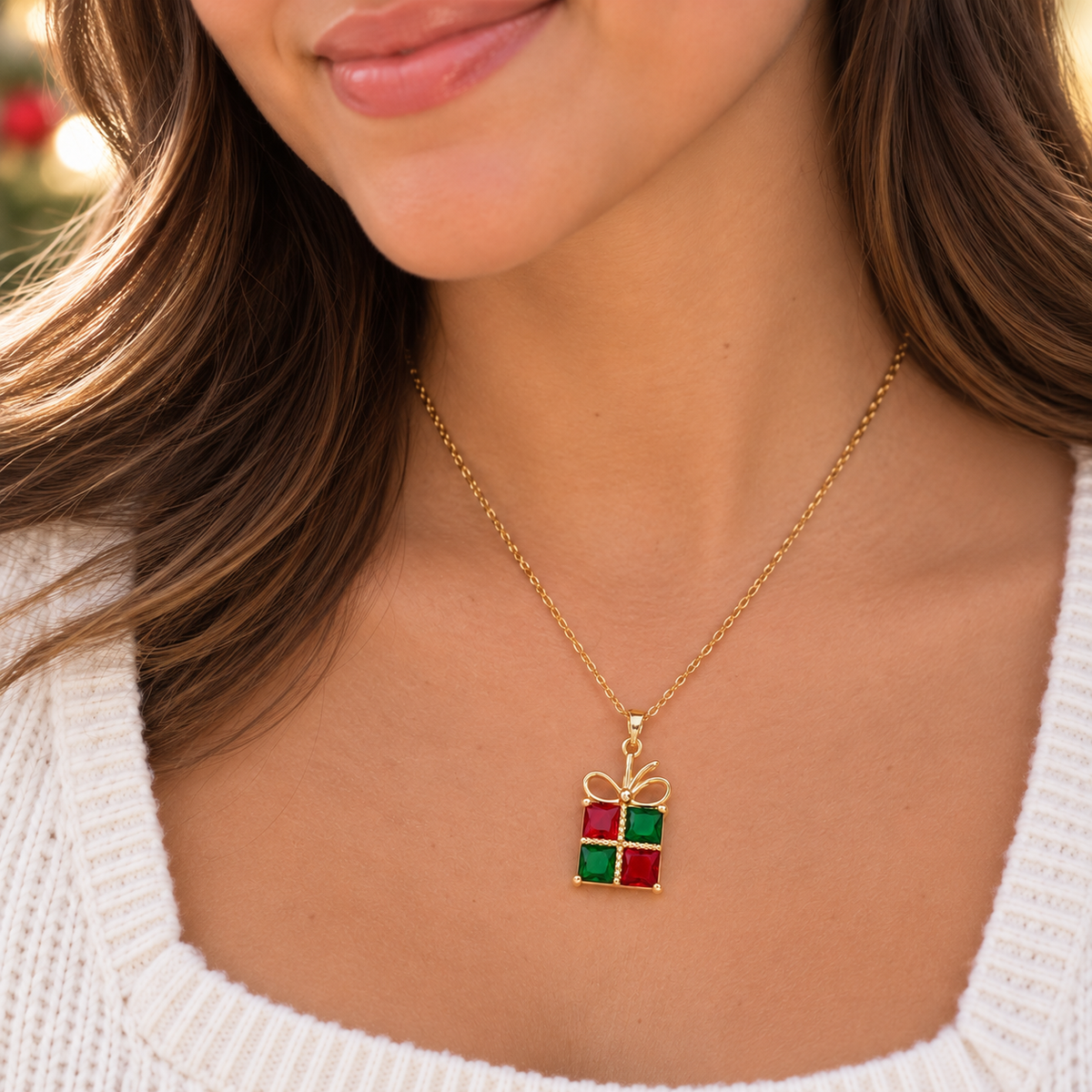 Christmas Gift Box Necklace