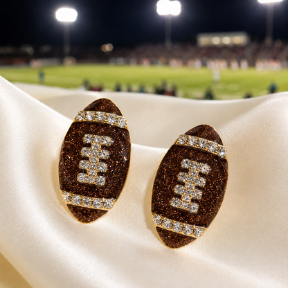 Game Day Sparkle Football Earrings closeup