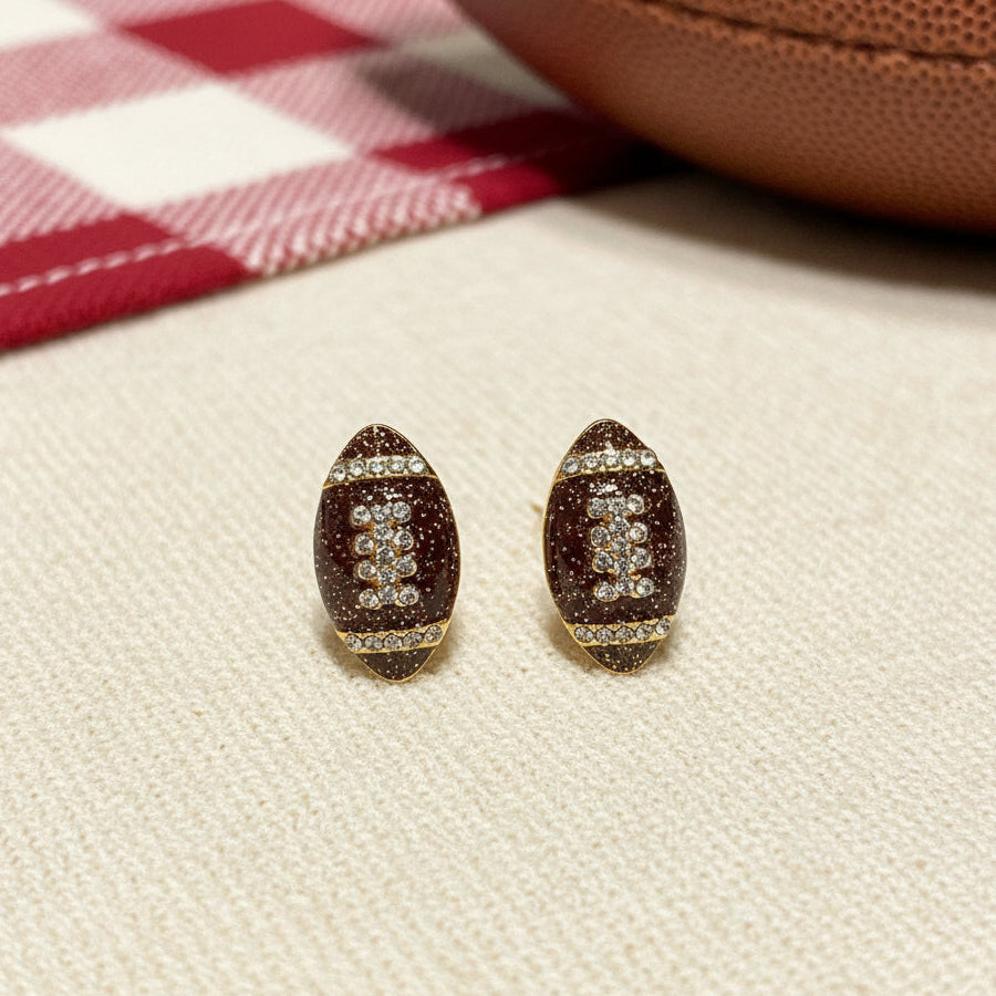 Game Day Sparkle Football Earrings on white with football