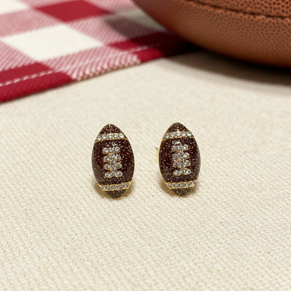 Game Day Sparkle Football Earrings on white with football