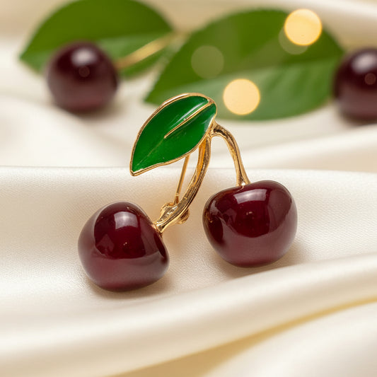 Glossy Red Cherry Pin